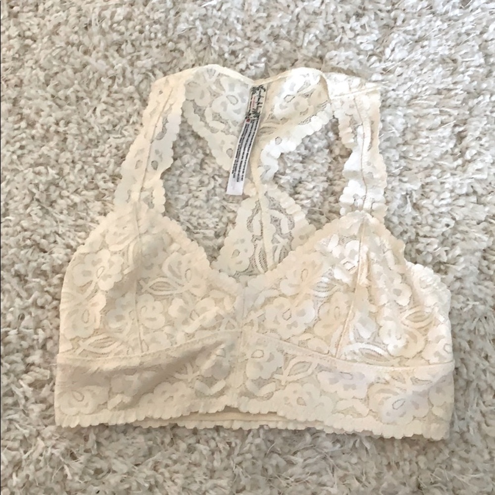 Free people white lace bralette.